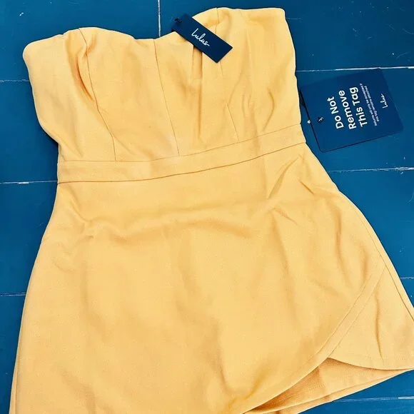 Lulus Opaline Orange Strapless Skort Romper - Size M - Picture 3 of 6